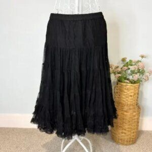 Gorgeous vintage y2k black ruffled tiered flowy peasant mid fairy skirt
